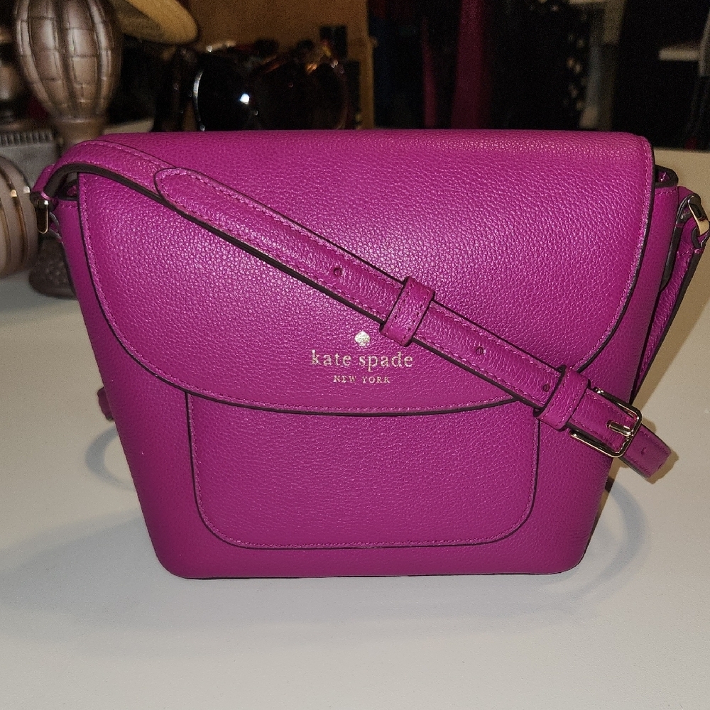 Kate Spade Purple Crossbody Bag with Textured Leather